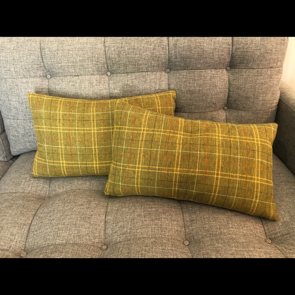 Accent plaid feather pillows (1 PAIR)